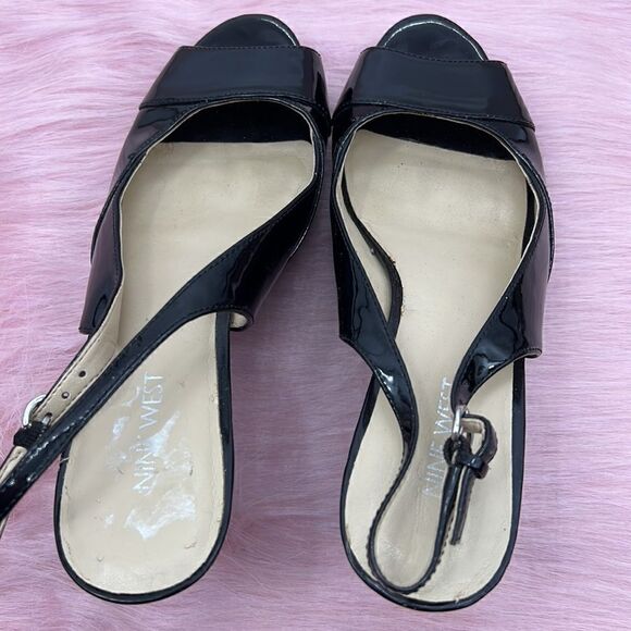 Nine West Kalner black patent open toe heels - Picture 4 of 7